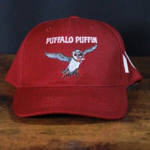 BURGUNDY PUFFALO PUFFIN BASEBALL CAP