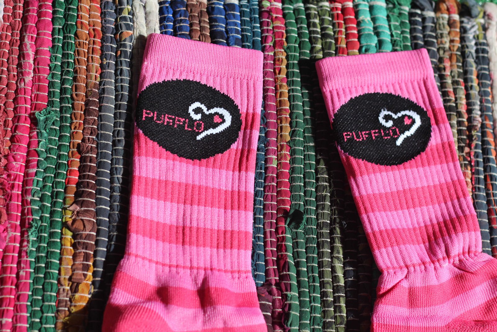 Pink Puffy Long Socks w/ Puff-Lo Logo - Image 2